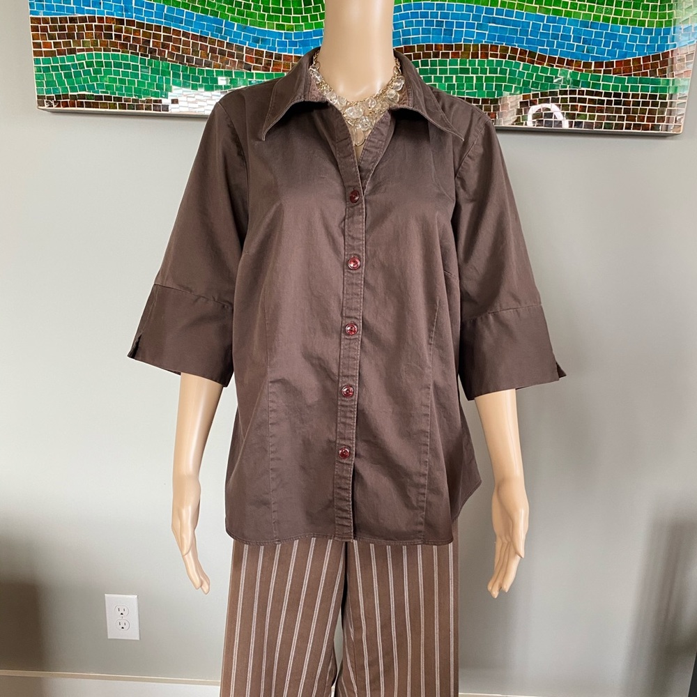 Brown cotton blouse size 18/20